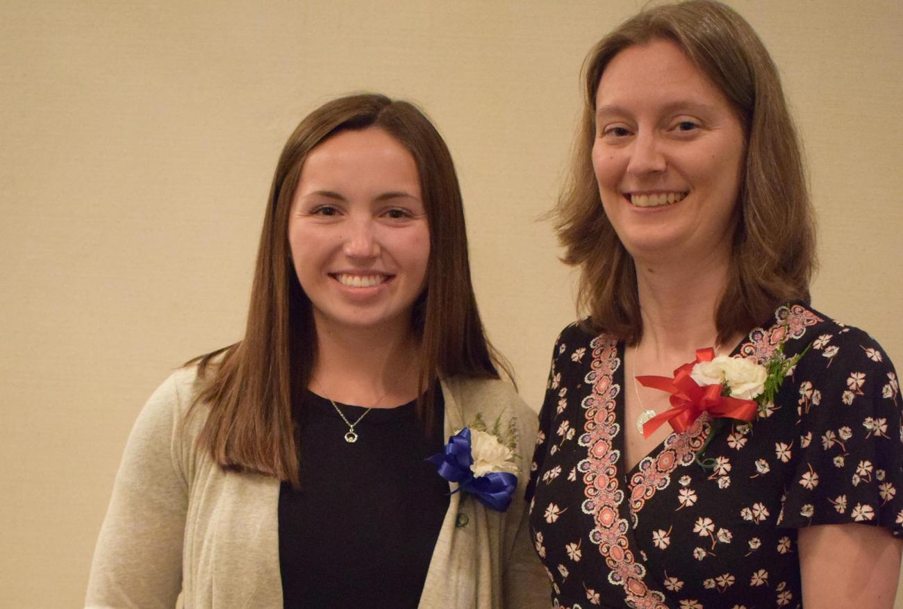Springfield College Associate Professor of Physical Education Michelle Moosbrugger and Physical Education and Health Education major Danielle Sweet were recognized at the recent 2018 Massachusetts Association for Health, Physical Education, Recreation and Dance (MAHPERD) awards banquet. 